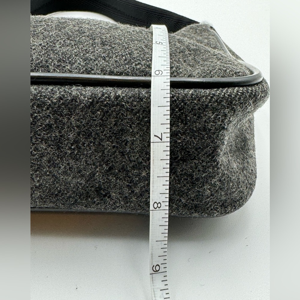 Prada - Authentic - Grey Wool & Black Leather Handbag - Picture 11 of 15